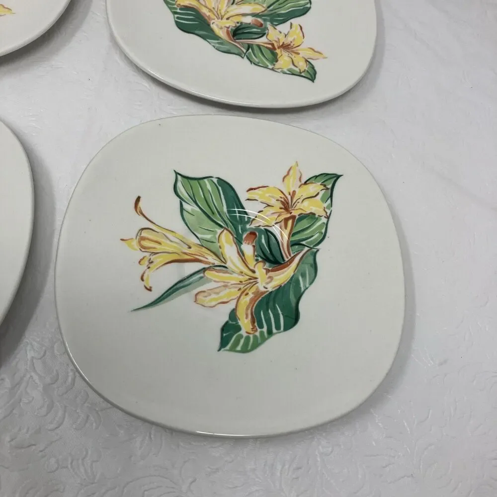 Taylor Smith & Taylor Conversation Day Lily Set Of 4 Saucers DAYLILY